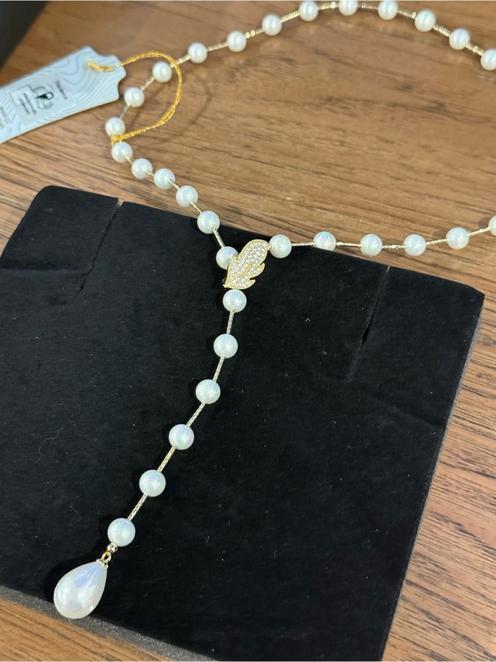 eye candy Gold Pearl Y-Drop Necklace Fully Adjustable